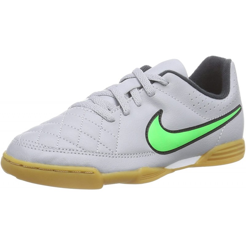 Nike Jr Tiempo II - Botas de fútbol - Gris-Grau (Wolf Grey/Green Strike Blk 030)